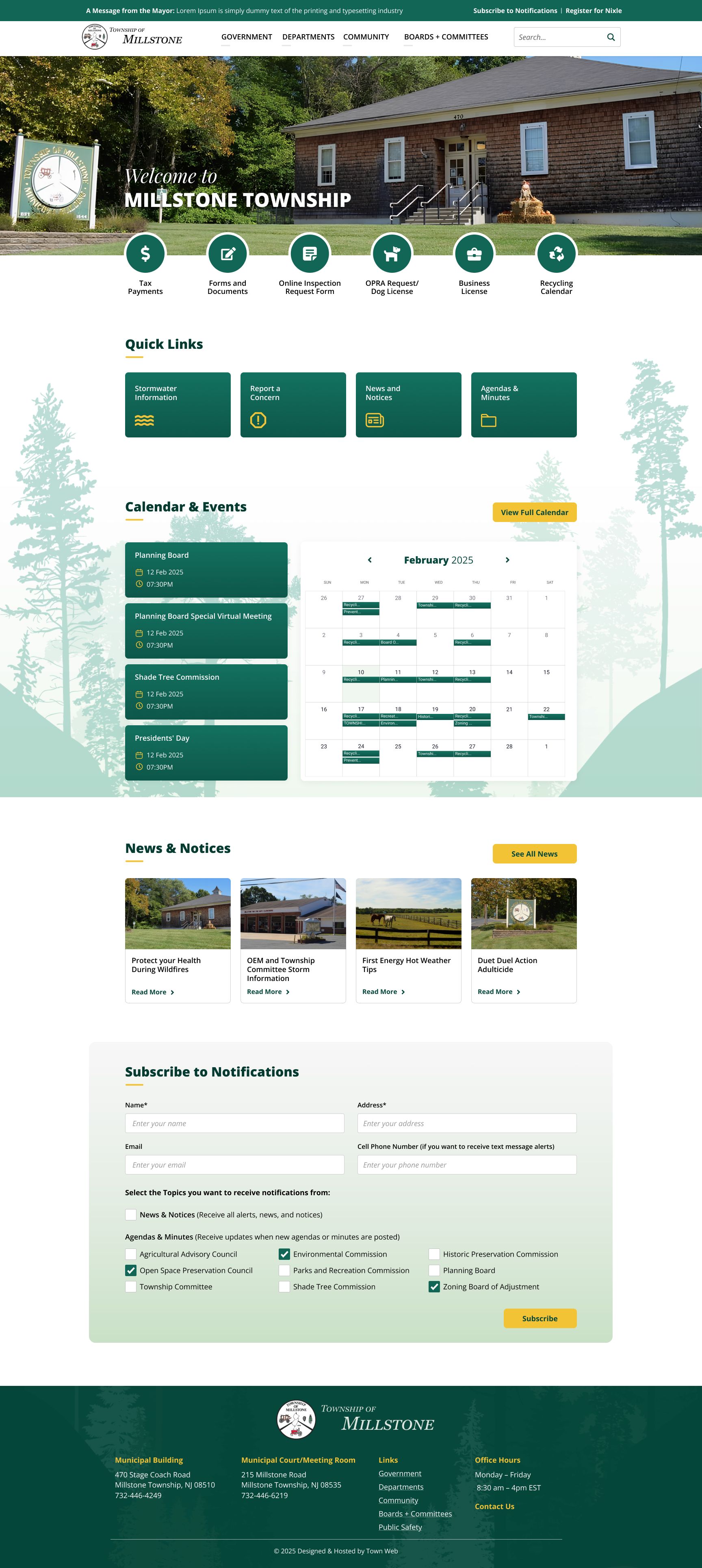 Millstone Township, New Jersey full desktop design